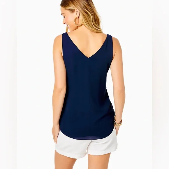 NWT Lilly Pulitzer Women's Florin Reversible Top - True Navy, size medium - Picture 3 of 6